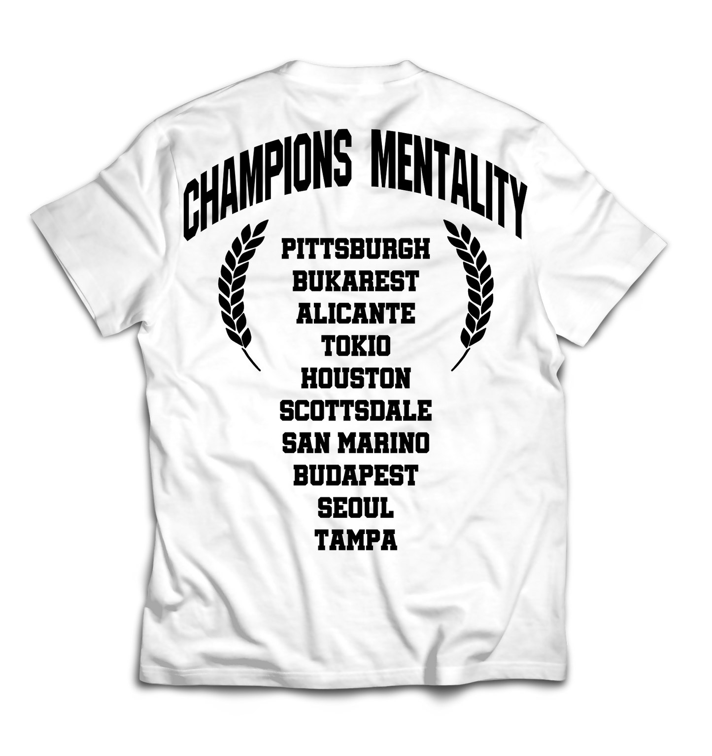 GDCMPLX T-Shirt 'Champions Mentality' [Black on White]