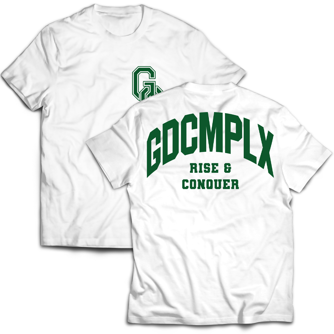 GDCMPLX T-Shirt 'Rise & Conquer' [Green on White]